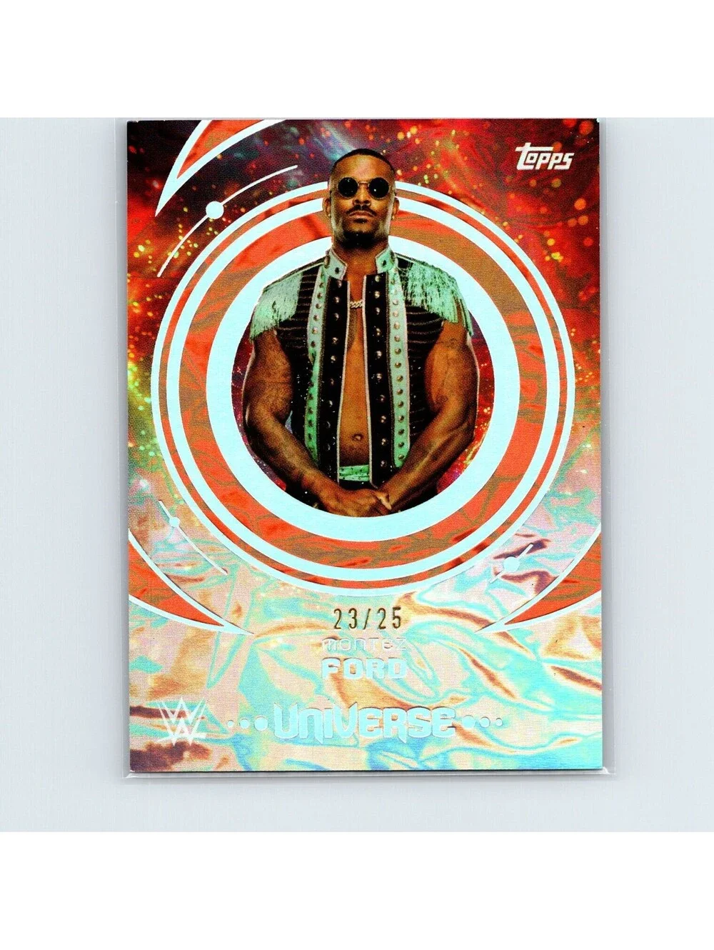 2025 Topps Universe WWE Montez Ford #82 Orange Warp #/25 Smackdown